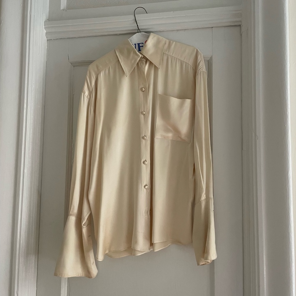 Vintage 100% silk cream Saks Fifth Ave blouse